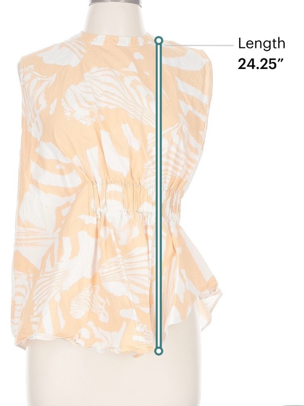 Rare Genny Sleeveless Cream & Yellow Printed Peplum Blouse, Made in Italy - Picture 5 of 7